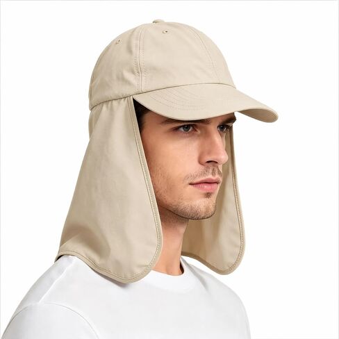 Solaris Mens Sun Hat Neck Flap 2 in 1 Foldable Waterproof UPF 50+ Baseball Cap Fishing Hiking Outdoor in Saudi Arabia