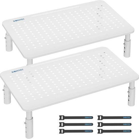 BONTEC 2 Pack Adjustable Monitor Stand Riser with Drawer, Supports 44lbs in Saudi Arabia