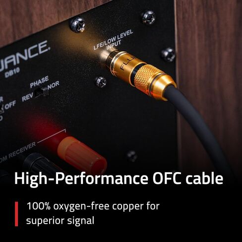 Fluance Premium Grade Subwoofer Cable with Gold-Plated RCA Connectors, High-Performance OFC Cable with Durable Rubber Insulator for Subwoofer, Home Theater, Amplifier - 12 ft in Saudi Arabia