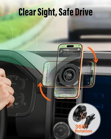APPS2Car Magnetic Car Mount for Ford F-150 2021-2026 Air Vent, Custom Curved Silicone Pad & 17 N54 Magnets – No Shake, No Block Airflow, Clear View, Easy Install in Kuwait