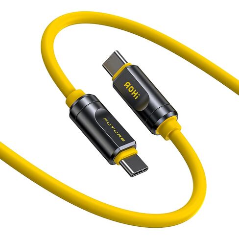 AOHI USB4 2.0 Cable 6.6ft with 240W PD3.1 Fast Charging, 80Gbps Data Transfer, Dual 8K/Triple 4K Display, The Future Adonis USB C Cable for MacBook Pro/Air, iPhone 17 Pro Max, SSD, Docking, Yellow in Saudi Arabia
