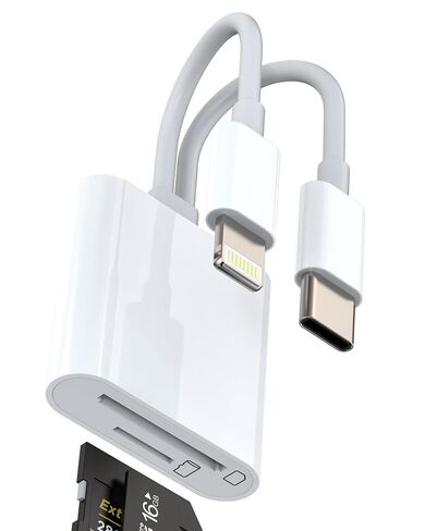 Lightning to USB C Adapter Micro SD SD Card Reader for iPhone 15Pro Max for iPad Compatible with Samsung Type C to Lightning Memory Card Camera Flash Backup Photo Storage Data Transfer Cable in Kuwait