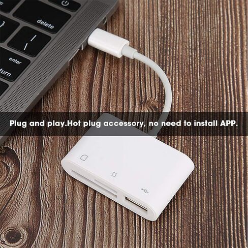 Camera Card Reader, USB C Memory Card Reader Adapter in White ABS, Plug and Play SD TF File Backup and Photo Transfer for iOS Type C Users in Saudi Arabia