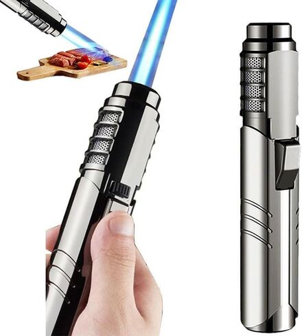Windproof Adjustable Jet Flame Lighter Inflatable Gas Lighter，Metal Butane Rechargeable Torch Lighter, for Kitchen, Camping BBQ, Outdoor, Men's Gift, Outdoor Essential in Kuwait