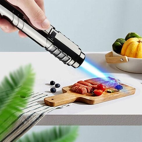 Windproof Adjustable Jet Flame Lighter Inflatable Gas Lighter，Metal Butane Rechargeable Torch Lighter, for Kitchen, Camping BBQ, Outdoor, Men's Gift, Outdoor Essential in Kuwait