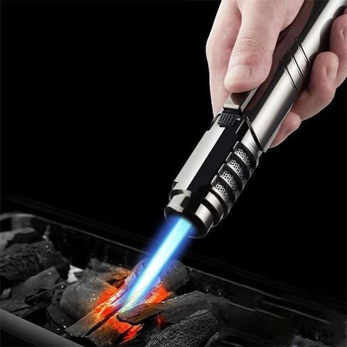 Windproof Adjustable Jet Flame Lighter Inflatable Gas Lighter，Metal Butane Rechargeable Torch Lighter, for Kitchen, Camping BBQ, Outdoor, Men's Gift, Outdoor Essential in Kuwait
