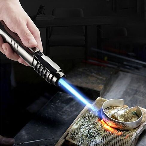 Windproof Adjustable Jet Flame Lighter Inflatable Gas Lighter，Metal Butane Rechargeable Torch Lighter, for Kitchen, Camping BBQ, Outdoor, Men's Gift, Outdoor Essential in Kuwait