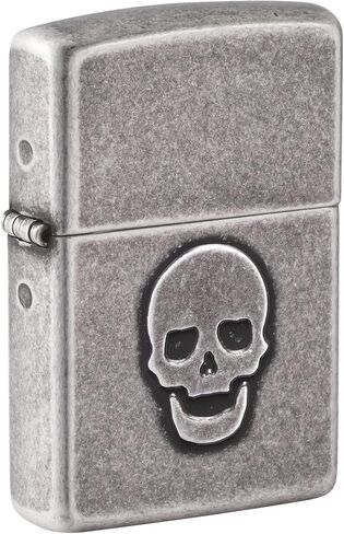Zippo Lighter: Stamped Skull - Antique Silver Plate 46889 in Kuwait