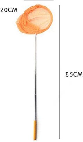 Kids Fishing Net Folding Extendable Telescopic Mesh Butterfly Catcher Stainless Steel Pole Anti-Slip Grip Suitable for Girls B, Orange in Kuwait
