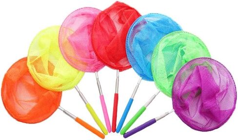 Kids Fishing Net Folding Extendable Telescopic Mesh Butterfly Catcher Stainless Steel Pole Anti-Slip Grip Suitable for Girls B, Orange in Kuwait