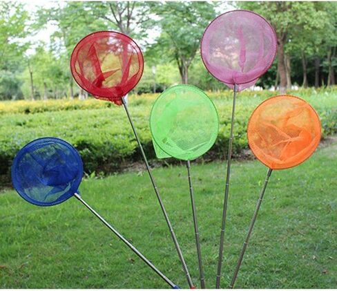 Kids Fishing Net Folding Extendable Telescopic Mesh Butterfly Catcher Stainless Steel Pole Anti-Slip Grip Suitable for Girls B, Orange in Kuwait
