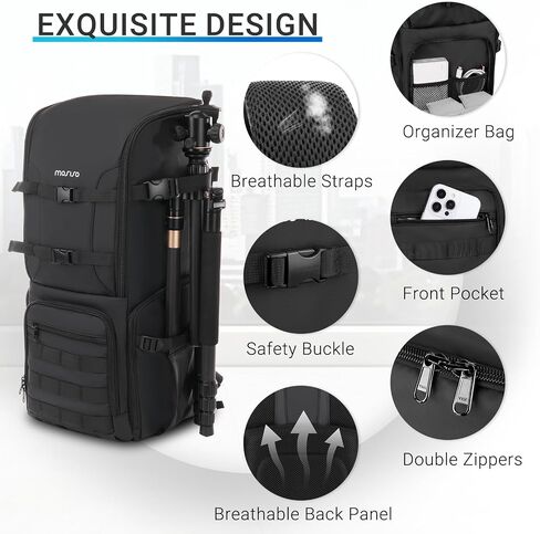 MOSISO Camera Backpack, Waterproof Telephoto Long Lens Bag, Black in Kuwait