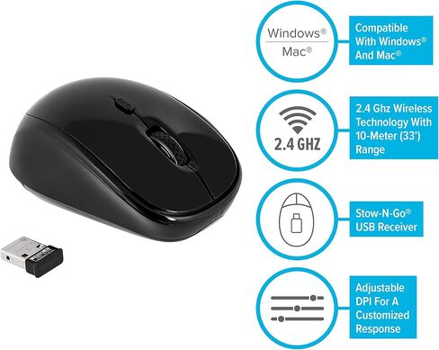 Targus Wireless Mouse with Blue Trace Technology for Tracking, Includes Micro USB Receiver and 2 Batteries, Black and Gray (AMW50US) in Kuwait