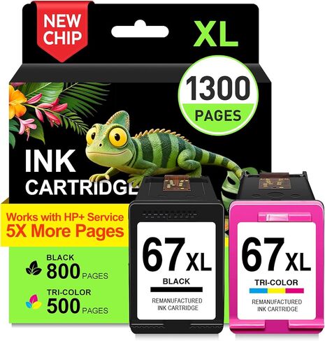 67XL Ink Cartridges Black/Color Combo pack for HP Ink 67 2800e 2842e in Kuwait