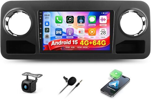 [4G+64G] Android 15 Car Stereo for Benz Sprinter 2018-2022 10" 1280*720 Touchscreen with CarPlay Android Auto Mirror Link UI Bluetooth-5.0 32-EQ FM/RDS GPS WiFi FM SWC Shot Cut Backup Cam Mic+Canbus in Kuwait