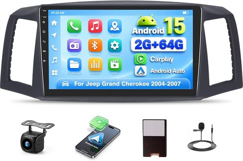 [Android 15 4G+64G] for Jeep Grand Cherokee 2004-2007 Car Stereo Wireless CarPlay Android Auto 10.1 “ 1280 * 720P Touchscreen 32-EQ 5.0-Bluetooth WiFi GPS Navigation Mirror Link FM/RDS SWC Cam+Canbus in Kuwait