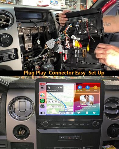 Car Radio Stereo for Ford F150 2009 2010 2011 2012 2013 2014 with Wireless Carplay Android Auto 10inch Touchscreen Navigation Bluetooth/GPS/5G WiFi/Backup Camera/SWC/Volume Knob/FM in Kuwait