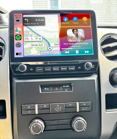 Car Radio Stereo for Ford F150 2009 2010 2011 2012 2013 2014 with Wireless Carplay Android Auto 10inch Touchscreen Navigation Bluetooth/GPS/5G WiFi/Backup Camera/SWC/Volume Knob/FM in Kuwait
