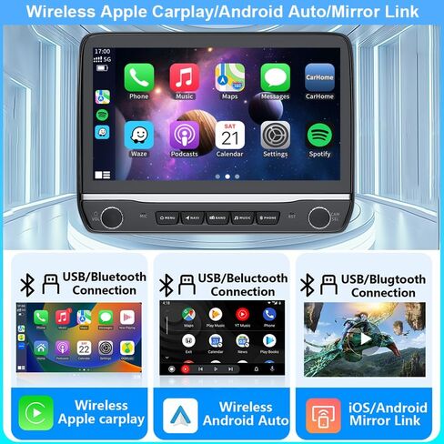 Car Radio Stereo for Ford F150 2009 2010 2011 2012 2013 2014 with Wireless Carplay Android Auto 10inch Touchscreen Navigation Bluetooth/GPS/5G WiFi/Backup Camera/SWC/Volume Knob/FM in Kuwait