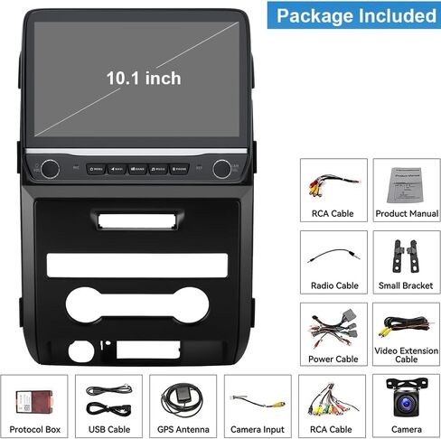 Car Radio Stereo for Ford F150 2009 2010 2011 2012 2013 2014 with Wireless Carplay Android Auto 10inch Touchscreen Navigation Bluetooth/GPS/5G WiFi/Backup Camera/SWC/Volume Knob/FM in Kuwait