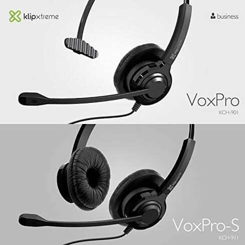 سماعة الرأس Klip xtreme VoxPro-S على الأذن للأعمال، موصل USB، ستيريو، إلغاء الضوضاء، ميكروفون مدمج Boom-3FT in Kuwait