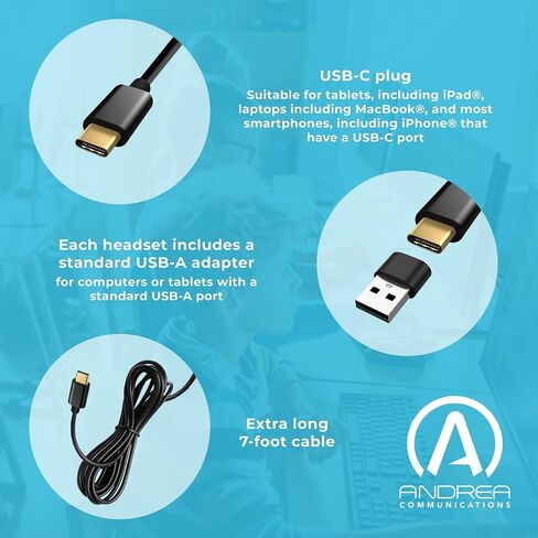 Andrea Communications AC-155 USB On-Ear Stereo USB Headset (10 Pack) in Kuwait