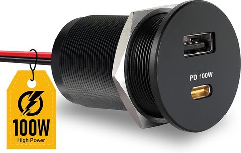 ACEGOO 118W 12V USB Outlet 100W Type-C Laptop Car Charger ، 18W QC3.0 USB-A Dual Port Fast Charge Socket ، إكسسوارات شاحن السيارة البديلة لـ RV Camper Truck Boat Golf (2pcs) in Kuwait