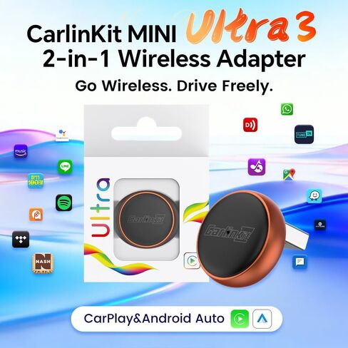 Carlinkit Mini Ultra 3 Wireless CarPlay & Android Auto Adapter, Plug & Play in Saudi Arabia