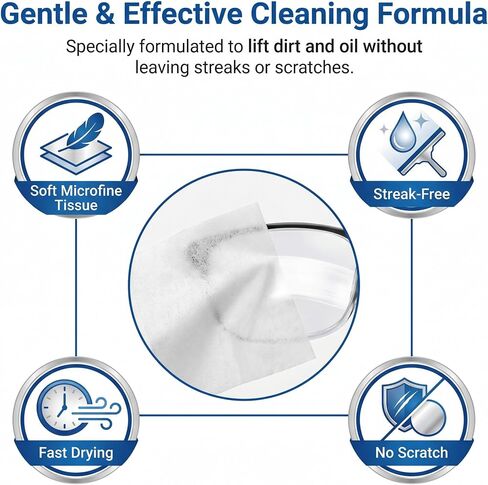 Pre-Moistened Lens Wipes (120 Count) - 12 Travel-Friendly Boxes (10 Wipes per Box) - Streak-Free, Fast-Drying Eyeglass Cleaner for Glasses, Sunglasses, Phone Screens, Camera Lenses and Binoculars in Kuwait