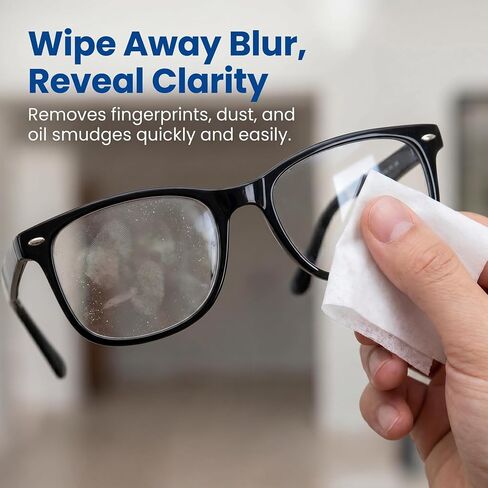 Pre-Moistened Lens Wipes (120 Count) - 12 Travel-Friendly Boxes (10 Wipes per Box) - Streak-Free, Fast-Drying Eyeglass Cleaner for Glasses, Sunglasses, Phone Screens, Camera Lenses and Binoculars in Kuwait