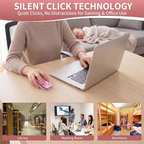Rechargeable Wireless Mouse with 7-Color LED, Rosegold in Kuwait