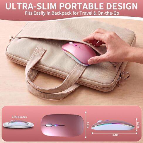 Rechargeable Wireless Mouse with 7-Color LED, Rosegold in Kuwait