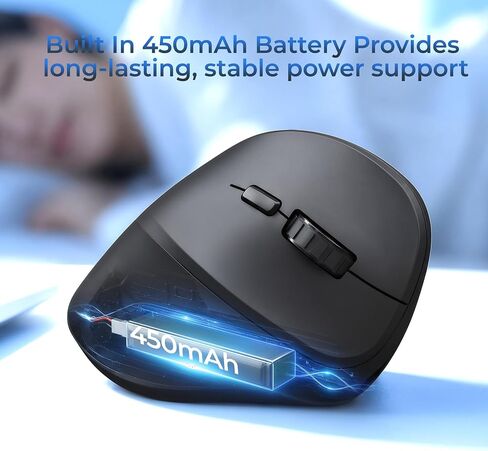 MOKURU Wireless Ergonomic Mouse, Supporting Bluetooth/2.4G Connection, Featuring 4 Buttons, Adjustable DPI Settings of 1000/1600/2400, Compatible with Windows/macOS, Laptops, Desktop Computers (Black) in Kuwait