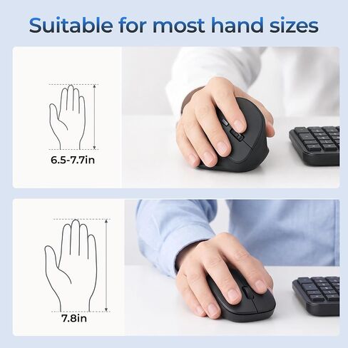 MOKURU Wireless Ergonomic Mouse, Supporting Bluetooth/2.4G Connection, Featuring 4 Buttons, Adjustable DPI Settings of 1000/1600/2400, Compatible with Windows/macOS, Laptops, Desktop Computers (Black) in Kuwait