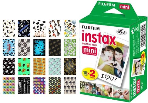 Fujifilm instax mini Instant Film (20 Exposures) + 20 Sticker Frames for Fuji Instax Prints Graduation Package in Saudi Arabia