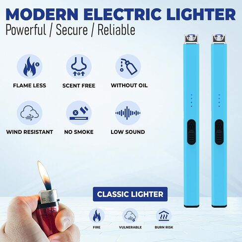 FIGHTSENSE USB Rechargeable Candle Lighter,Plasma Arc Windproof Flameless Long Electric Lighter in Kuwait