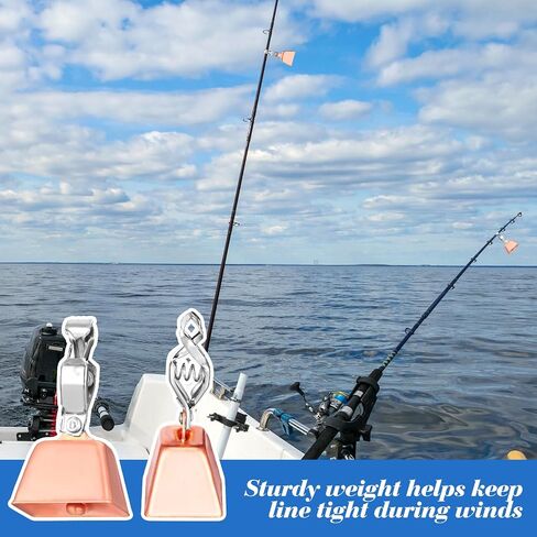 30 Pcs Fishing Bells Copper Iron Fishing Bells for Rods Green Fish Pole Catfish Bell Alert with Clamp Clip on Poles Catfishing Equipment Wind Resistant for Night Saltwater Ice Fish in Saudi Arabia