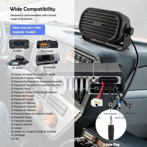 SP 35L 3.5mm Mini External Speaker for Mobile Radio Car Truck Vehicle Speaker with 11.48ft Cable,Compatible with CB Ham Radio,Scanners,Transceivers and IC-2730 ID-5100 ID-4100 IC-710 in Kuwait