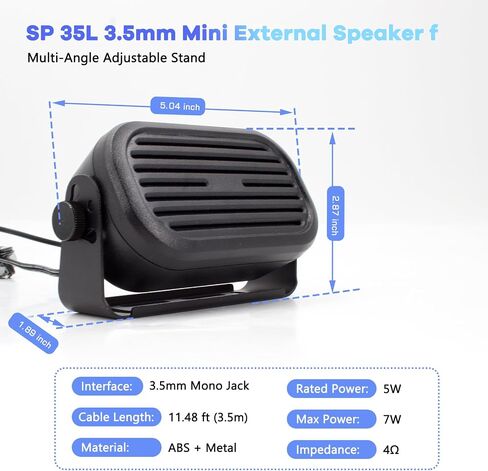 SP 35L 3.5mm Mini External Speaker for Mobile Radio Car Truck Vehicle Speaker with 11.48ft Cable,Compatible with CB Ham Radio,Scanners,Transceivers and IC-2730 ID-5100 ID-4100 IC-710 in Kuwait