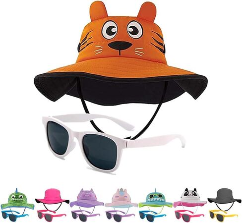 Toddler Sun Hat for Kids UV Protection Beach Bucket Hat for Girls & Boys Fishing Boating with Sunglasses in Saudi Arabia