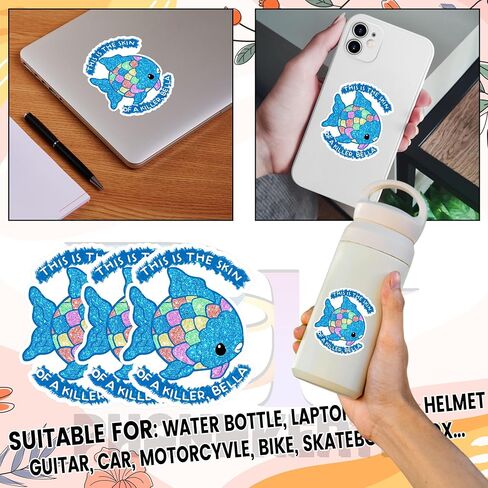 3 Pack This is The Skin of a Killer Bella Sticker 3 Inch – Funny Twilightt Meme Glitter Fish Decal – Sparkly Rainbow Scales Waterproof Vinyl for Laptop Water Bottle Phones Case Car, Gift for Fan in Saudi Arabia