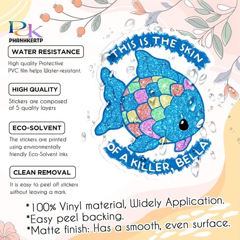3 Pack This is The Skin of a Killer Bella Sticker 3 Inch – Funny Twilightt Meme Glitter Fish Decal – Sparkly Rainbow Scales Waterproof Vinyl for Laptop Water Bottle Phones Case Car, Gift for Fan in Saudi Arabia