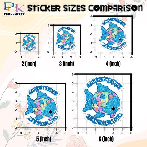 3 Pack This is The Skin of a Killer Bella Sticker 3 Inch – Funny Twilightt Meme Glitter Fish Decal – Sparkly Rainbow Scales Waterproof Vinyl for Laptop Water Bottle Phones Case Car, Gift for Fan in Saudi Arabia