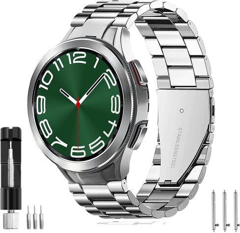 Compatible with Samsung Galaxy Watch 6 Classic Bands 47/43/44/40mm, Business Solid Stainless Steel Band for Watch 7 40/44mm,Watch 4 5 Pro 45/40/44mm No Gap Band in Saudi Arabia