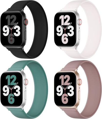 4 Pack Silicone Solo Loop Sport Strap Waterproof for Apple Watch Band Women in Kuwait