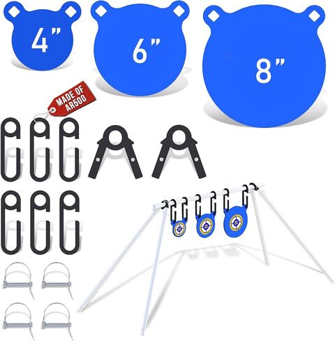 Atflbox 3/8'' AR500 Steel Target Combo Set, 4'' 6'' 8'' AR500 Gong Targets, Complete AR500 Steel Kit Fit for 1 Inch OD Conduit in Saudi Arabia
