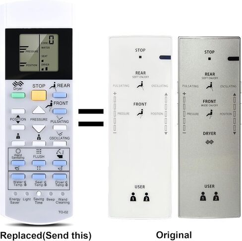 Replacement Remote for TOTO C200 TO-02 Washlet Toilets Bidets G500 A200 992WA 992M 700H SW2044 MS970CEMFG SN970M V1 TCF403RG TCF403RSW SW2043 TCF6530U TCF6531U SW2024 TCF6501U in Saudi Arabia