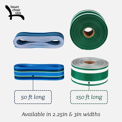 Lawn Chair USA Chair Replacement Lawn Chair Webbing - Webbing for Lawn Chairs. UV-Resistant Straps Made with Durable Polypropylene. Chair Webbing Kit (3" x 50', Solid Green) in Kuwait