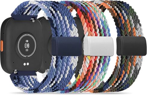 HSWAI 3 Pack Nylon Magnetic Braided Compatible with BIGGERFIVE Brave 2 Watch Band, Soft Stretchy Sport Strap Woven Loop Elastic Nylon Wristbands for for Brave BW01/BW02 in Kuwait