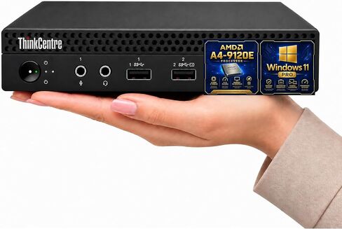 Lenovo ThinkCentre Mini Desktop Computer with AMD Processor & Graphics, 8GB DDR4 RAM, 256GB SSD, Windows 11, Wi-Fi, Bluetooth, 2X DisplayPort, RJ-45 Port, USB, for Daily Work, Wired Keyboard & Mouse in Kuwait